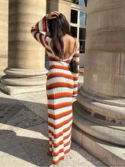 Striped Knit Beach Cover-Up