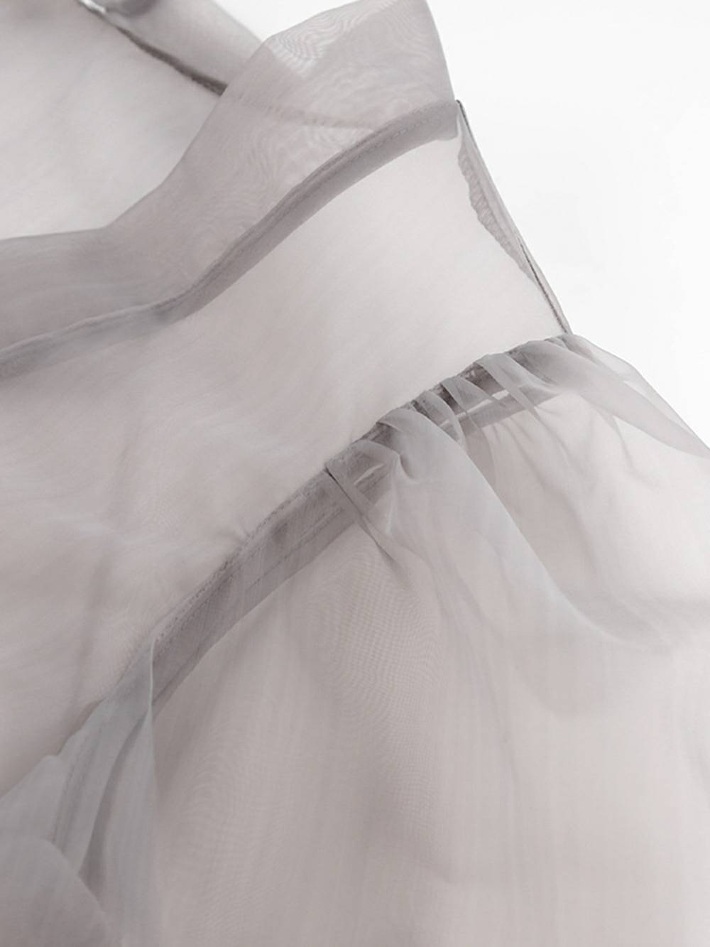 Sheer Top V Neck Long Puff Sleeves Bow Tie Chic Blouse