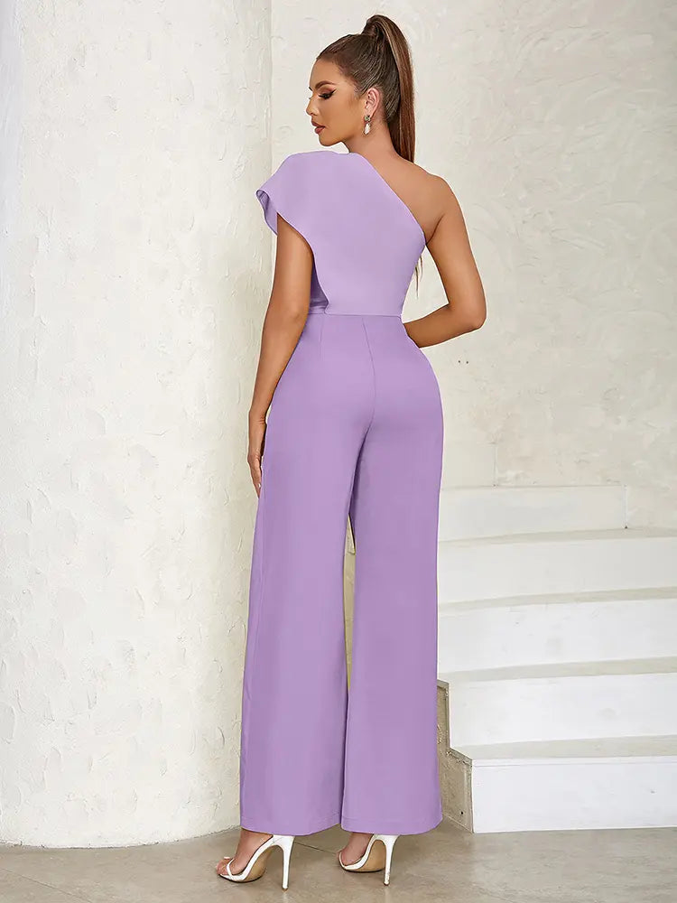 One-Shoulder Hollow Back Jumpsuit
