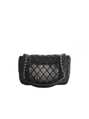 Washed Denim Quilted Chain Crossbody Bag