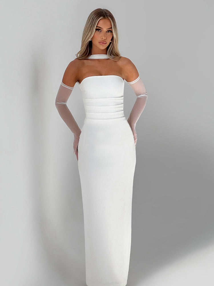 Strapless Lace Trim Dress Set