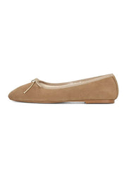 Chocolate Suede Bow Ballet Shoe