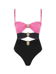 Morandi Colorblock High-Waist Swimsuit Set
