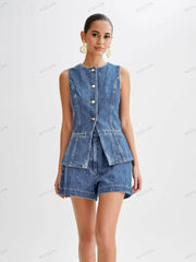 Button-Up Denim Shorts