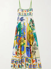 Chic Geometric Graffiti Prints Slip Dress