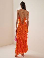 Wood Ear Skirt Slit Maxi Dress