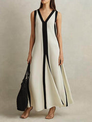 Reversible Style Colorblock A-Line Maxi Dress
