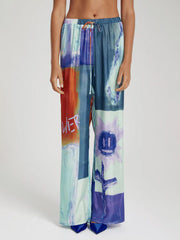 Unique Ink Floral Print Loose Wide-Leg Pants