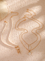 Shell And Sunflower Pendant Multi-layered Necklace