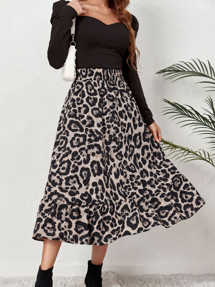 Leopard Print High Waist Skirt
