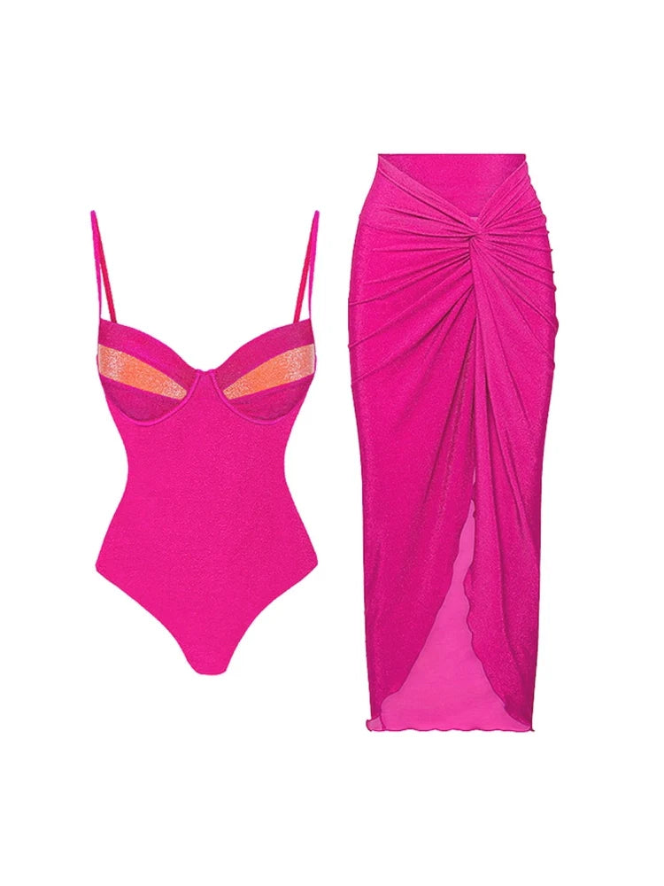 Neon One-Piece Swimsuit Set