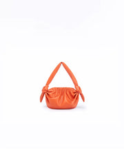 Leather Cloud Bag with Bow Detail