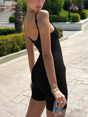 Suspenders Playsuit Black