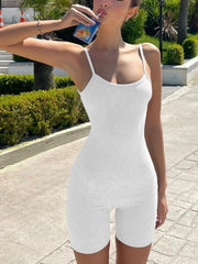 Suspenders Playsuit White
