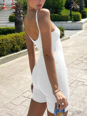 Suspenders Playsuit White