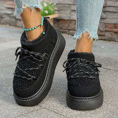 Autumn and Winter Thick-soled Cross-tie Snow Boots