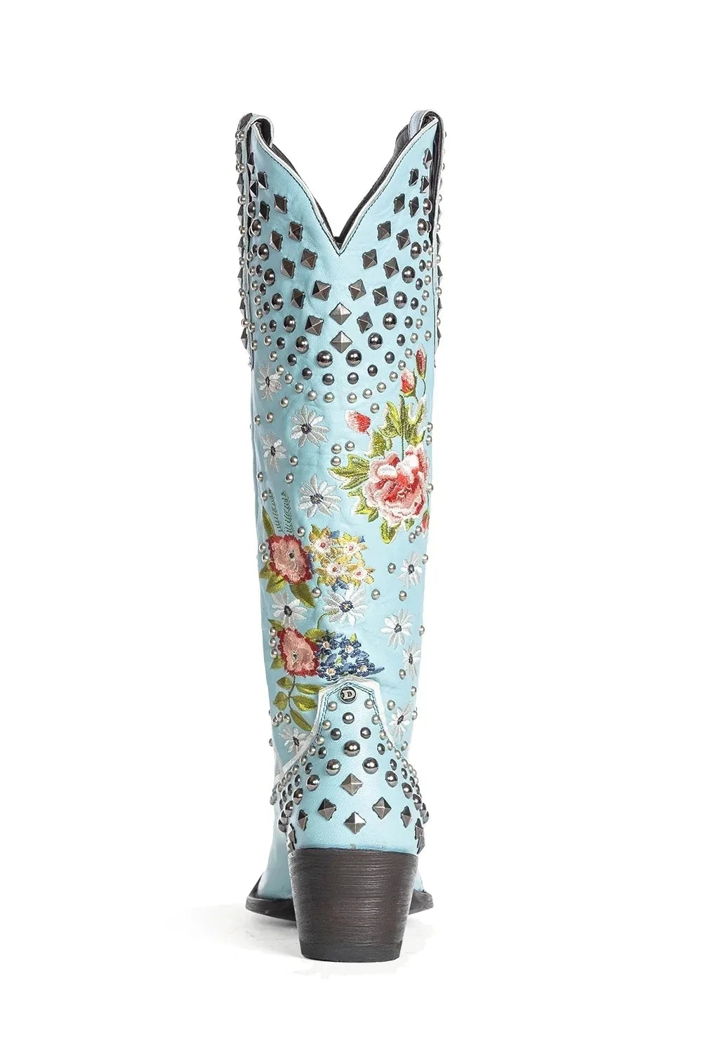 Flower Embroidered Rivet Western Cowboy Boots