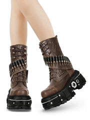 platform rivet bullet shape motorcycle Boots