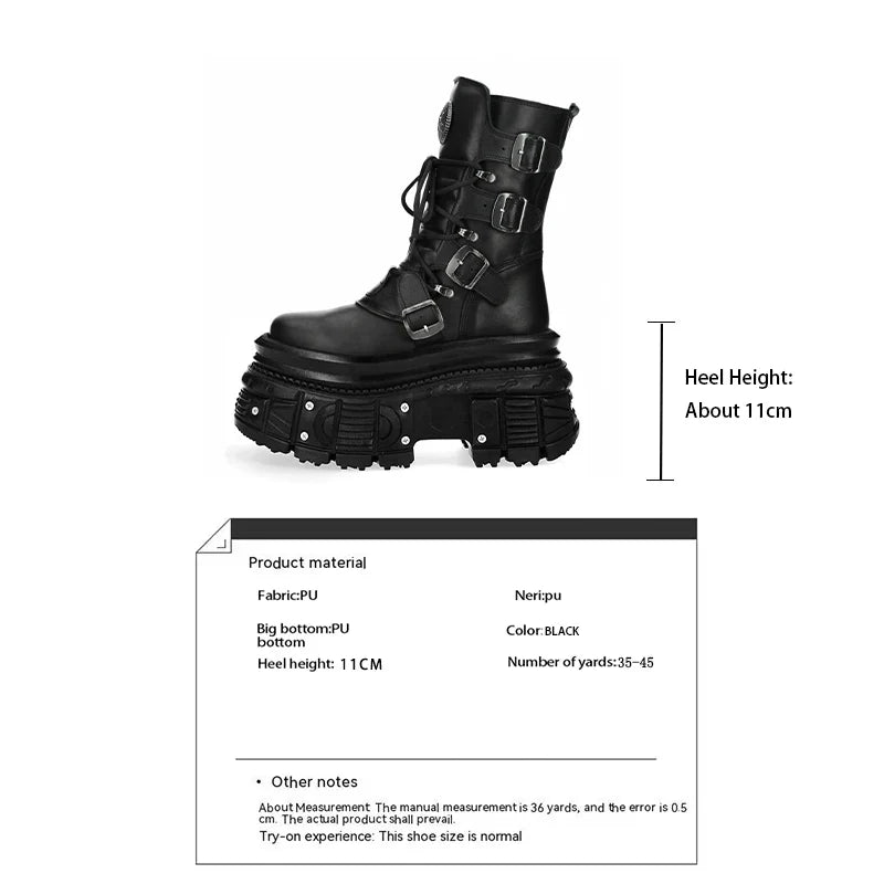 retro platform men's and women's cool heavy metal motorcycle style Spanish trend punk knight Boots
