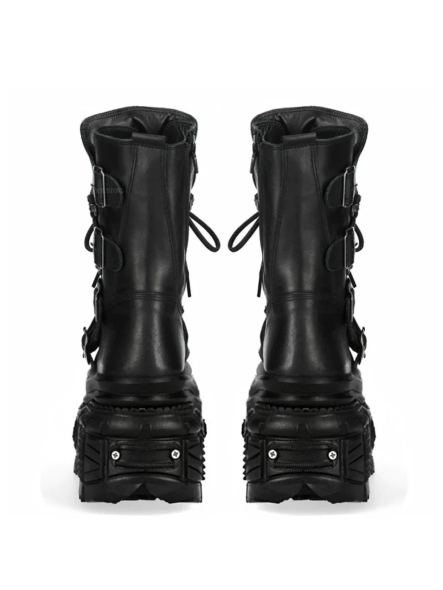 retro platform men's and women's cool heavy metal motorcycle style Spanish trend punk knight Boots