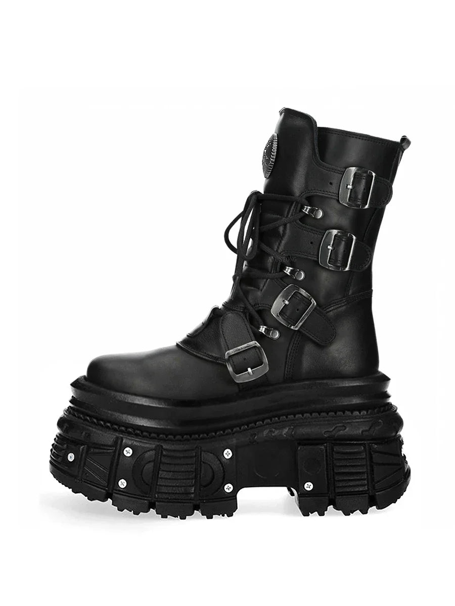 retro platform men's and women's cool heavy metal motorcycle style Spanish trend punk knight Boots