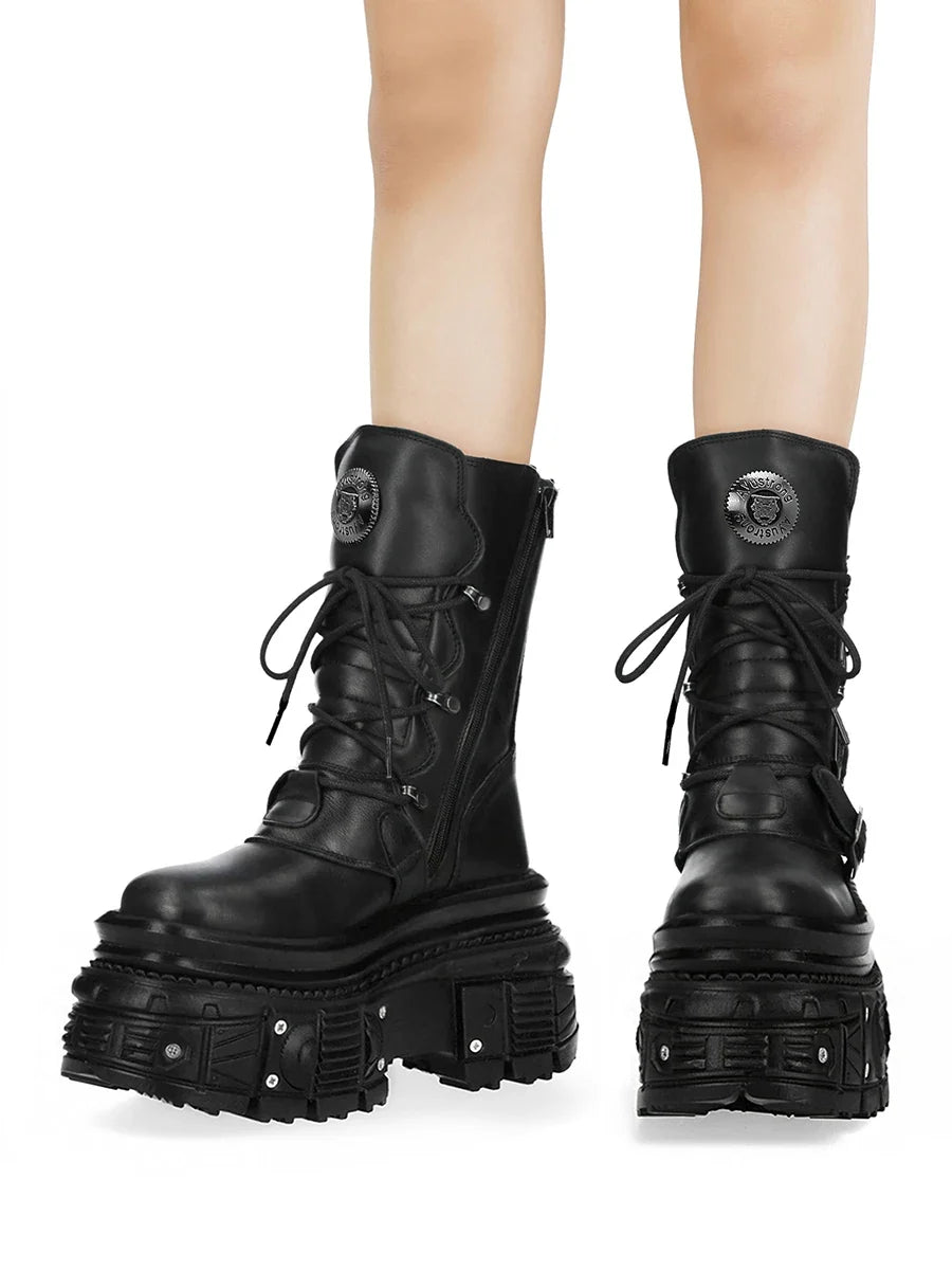 retro platform men's and women's cool heavy metal motorcycle style Spanish trend punk knight Boots