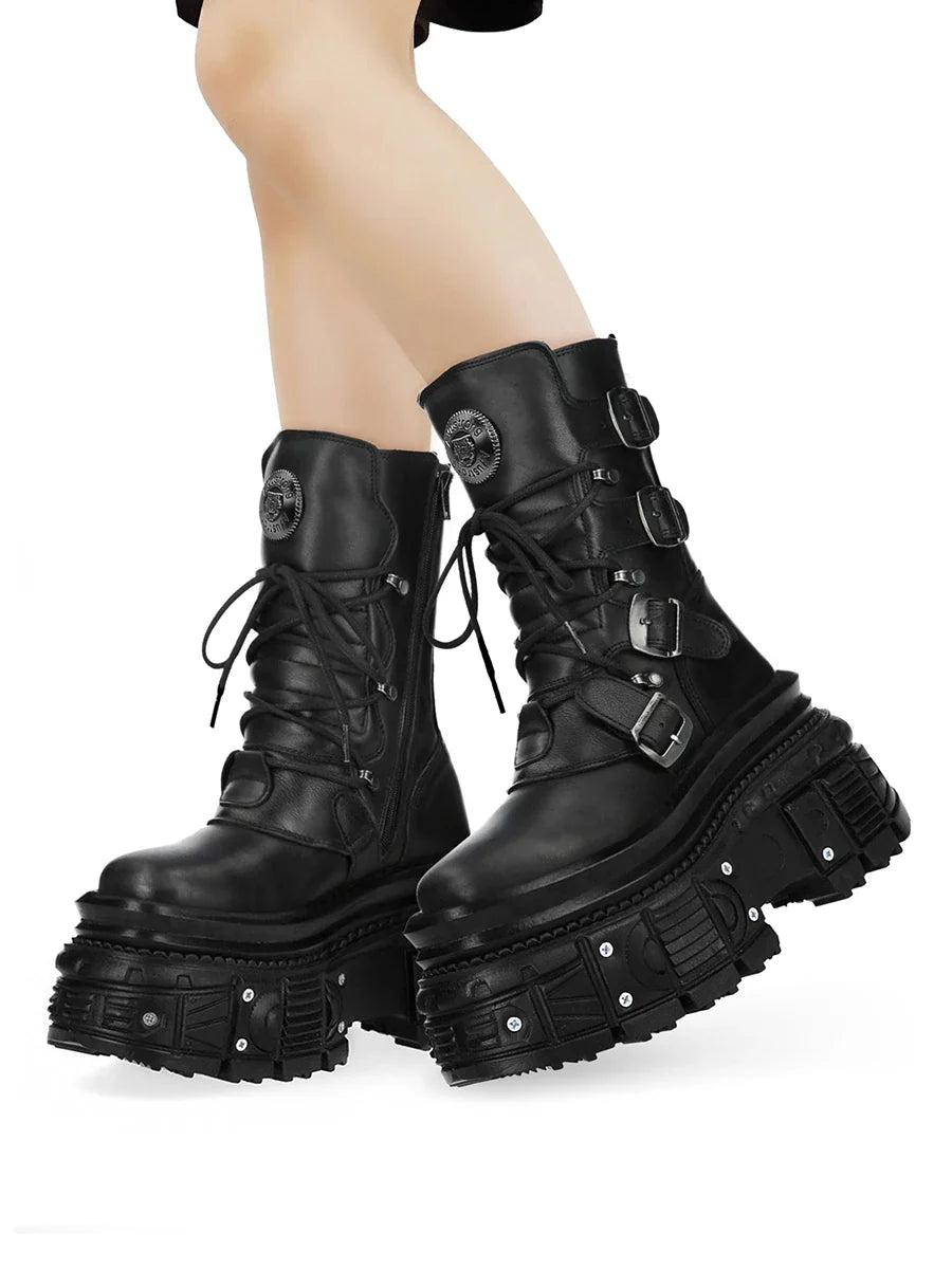 retro platform men's and women's cool heavy metal motorcycle style Spanish trend punk knight Boots