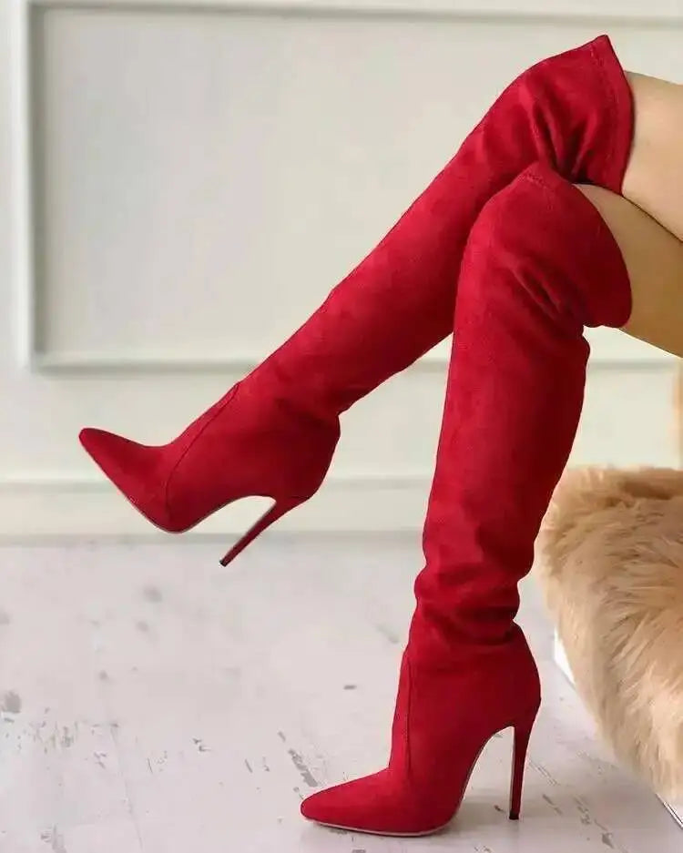 Sexy High Heel Suede Pointy Boots