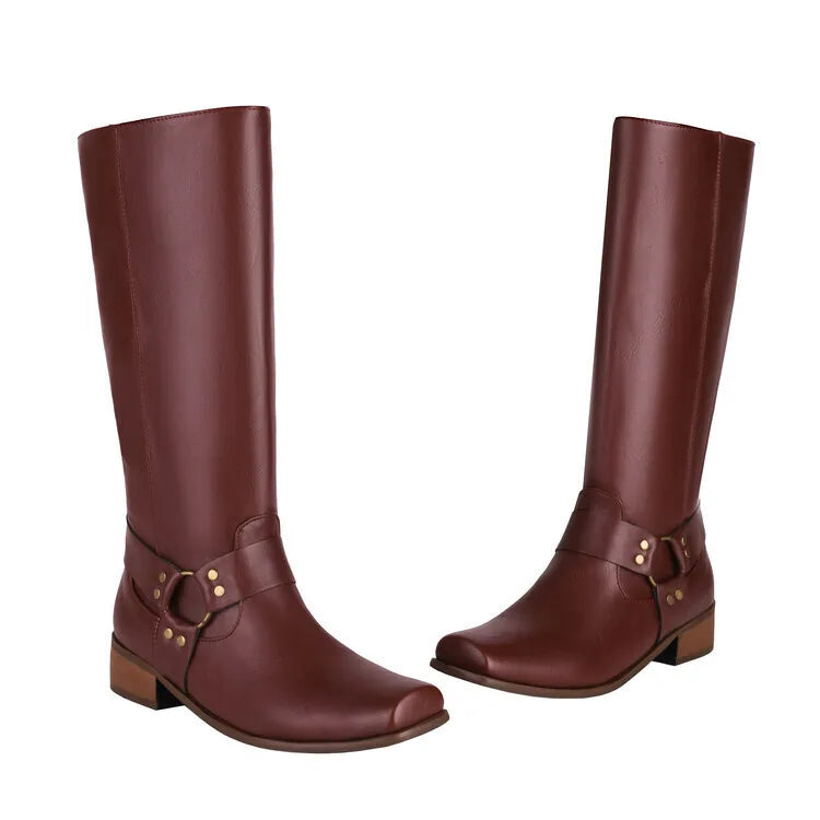 Spring Summer Style Rivet Matte Knee-High Boots
