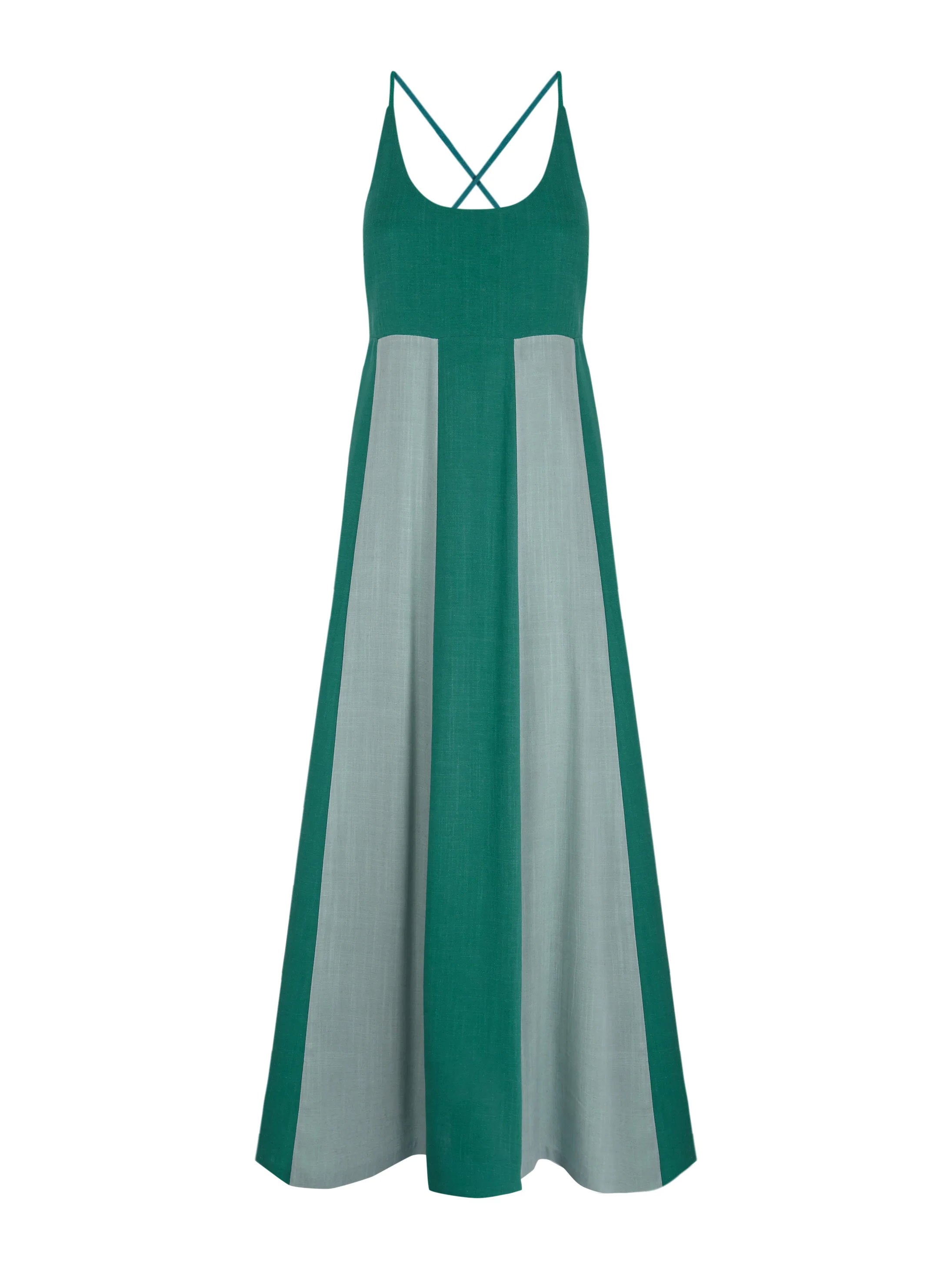 Two-Tone Spliced Maxi Dress