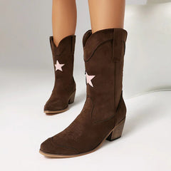 Five-Pointed Star Suede Western Boots