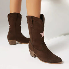 Five-Pointed Star Suede Western Boots