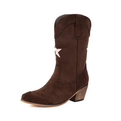 Five-Pointed Star Suede Western Boots