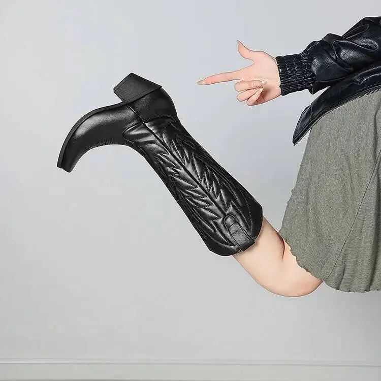 Black Embroidered Western Boots