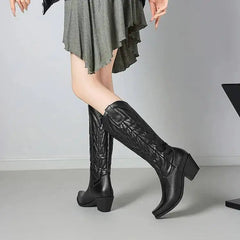 Black Embroidered Western Boots