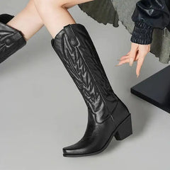 Black Embroidered Western Boots