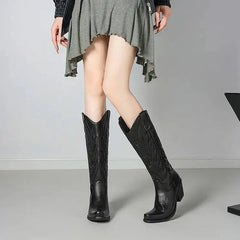 Black Embroidered Western Boots