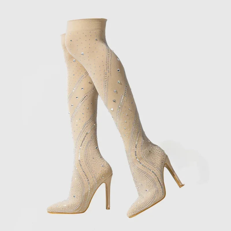 Winter Street Style Sexy Stretch Fabric Knee-high Boots