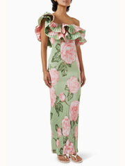 Premiere Pleated One-shoulder Gown