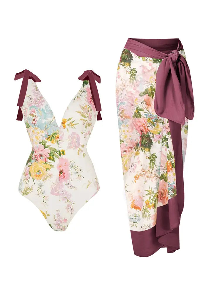 Appliqué Tie-Up Bikini Set