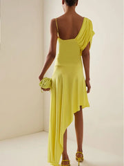 Puff Sleeve Solid Color Elegant Swimsuit