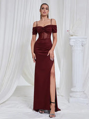 Strapless Cutout Slit Dress
