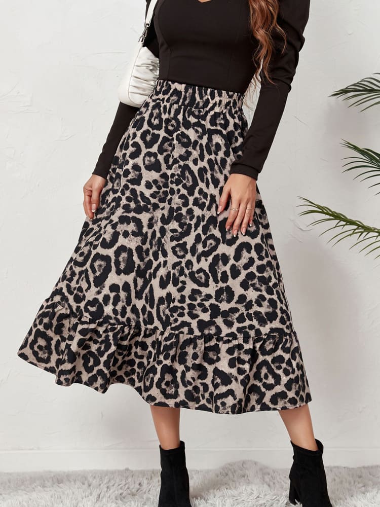 Leopard Print High Waist Skirt