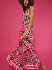 Floral Bowknot Tie One-Piece Swimsuit