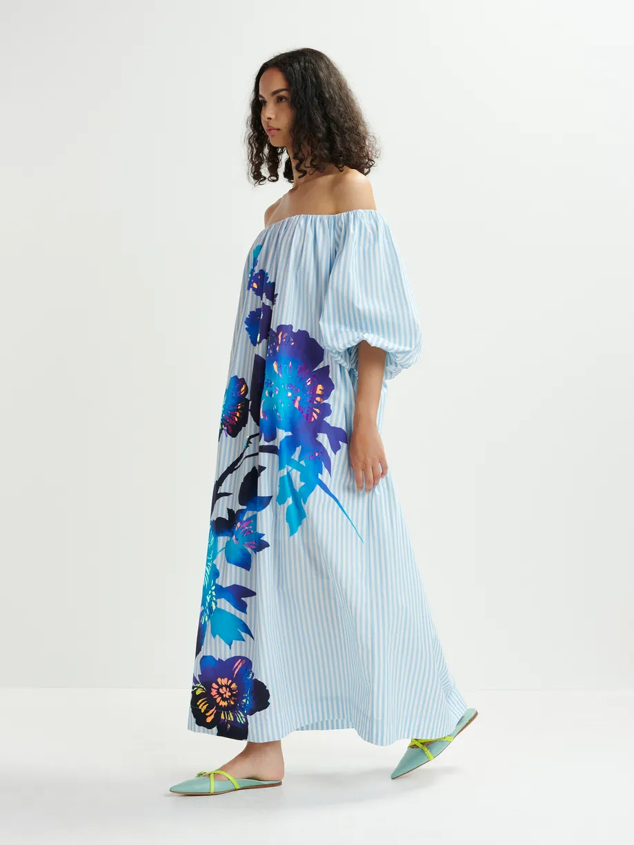Striped Off The Shoulder Maxi Dress