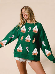 Sequin Gingerbread Man Christmas Top