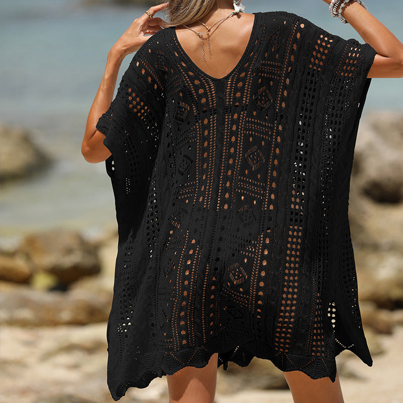 Cutout Texture Sun Protection Beach Cover-Up Clothes