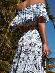 Ruffle Bandeau Evil Eye Bikini Set