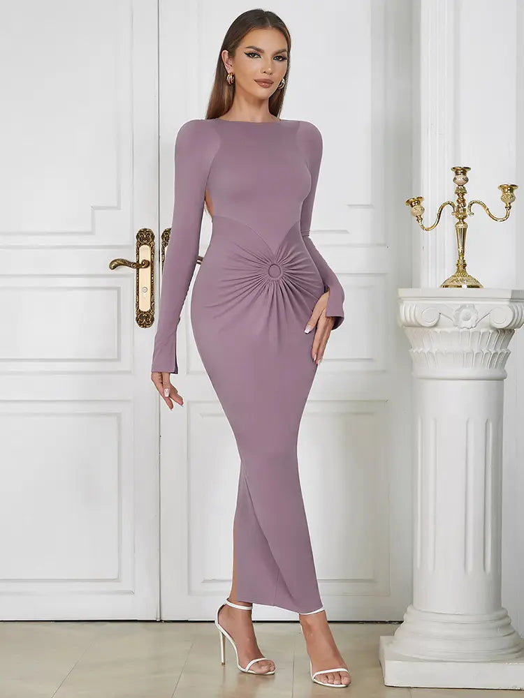Chic Round Neck Ruffle Dress