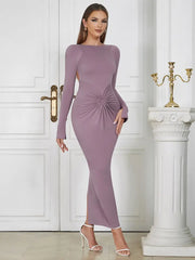 Chic Round Neck Ruffle Dress